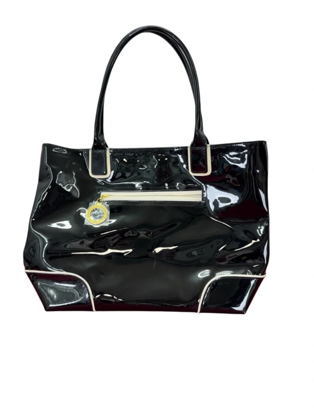 Stee lauder Classic Black Patent Tote with Gold Accent - Picture 10 of 10